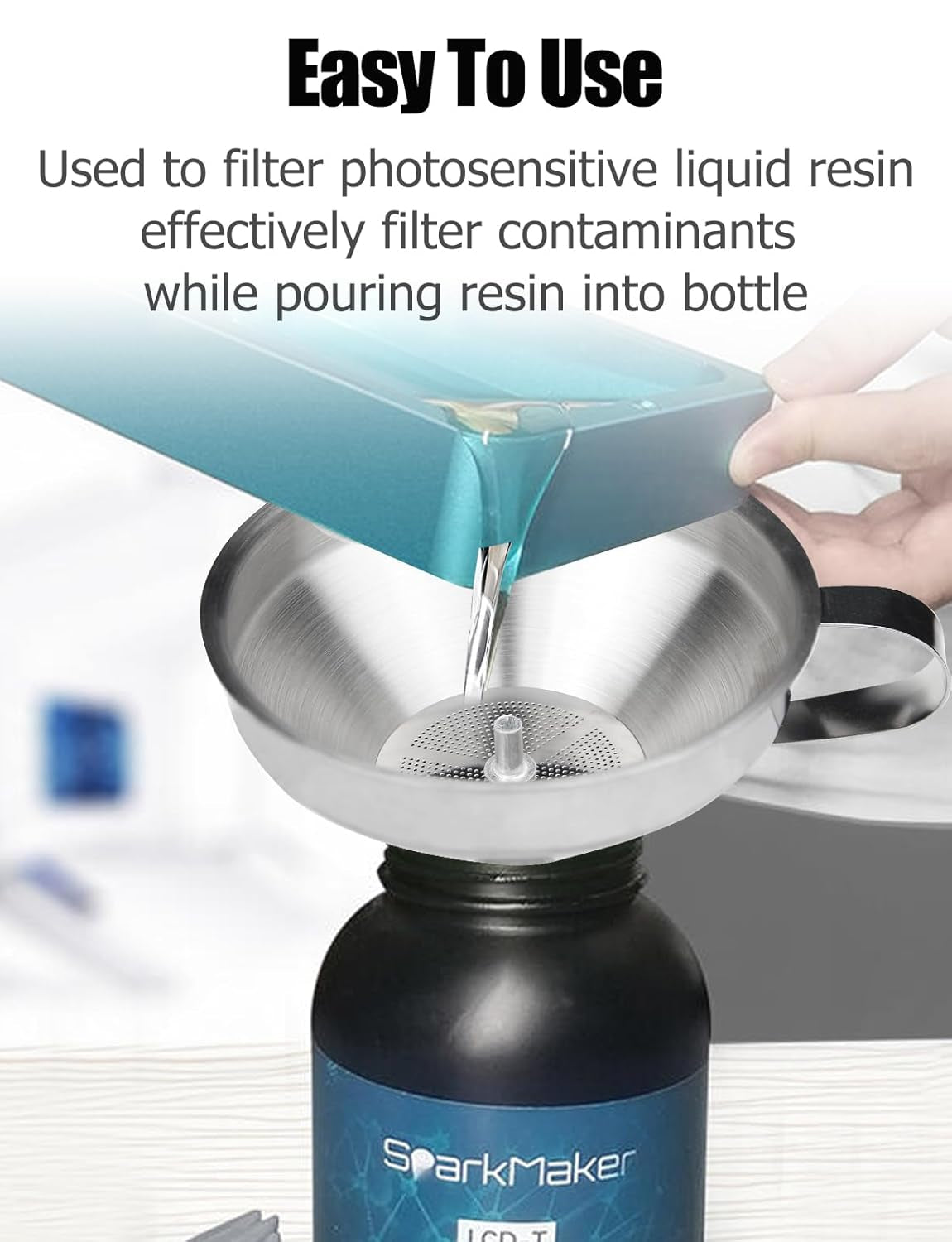 Resin Filter Funnel, Stainless Steel Funnel with Strainer & Brush | for Filtering and Recycling 3D Printer UV SLA/DLP/LCD Photosensitive Resins