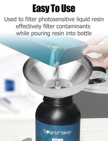 Resin Filter Funnel, Stainless Steel Funnel with Strainer & Brush | for Filtering and Recycling 3D Printer UV SLA/DLP/LCD Photosensitive Resins