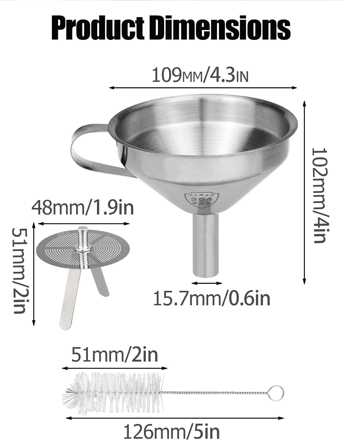 Resin Filter Funnel, Stainless Steel Funnel with Strainer & Brush | for Filtering and Recycling 3D Printer UV SLA/DLP/LCD Photosensitive Resins