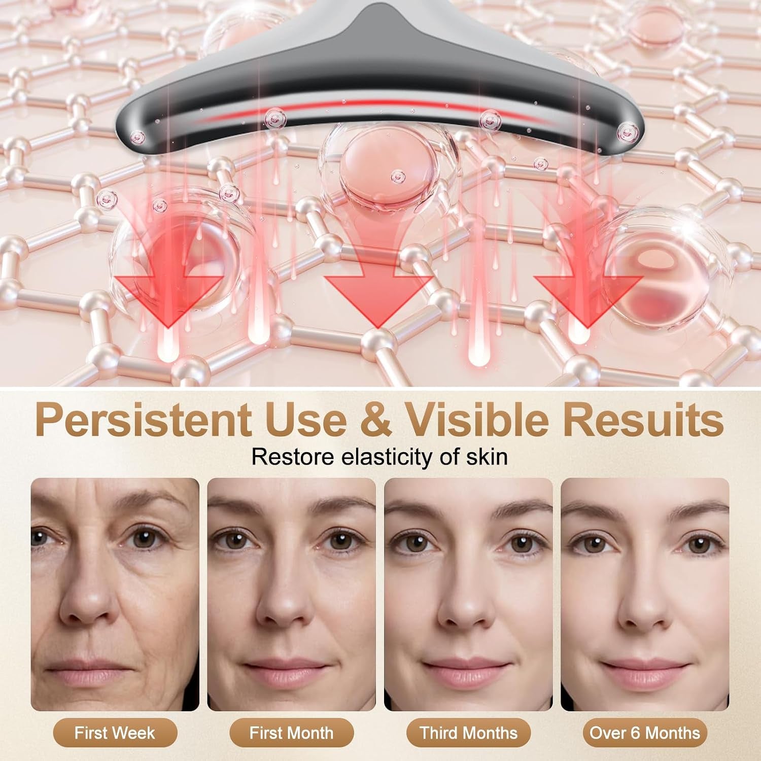 Facial Massager, 7 Color Face and Neck Massager for Skin Care at Home, Portable Beauty Skin Care Tools, White