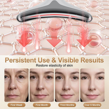Facial Massager, 7 Color Face and Neck Massager for Skin Care at Home, Portable Beauty Skin Care Tools, White